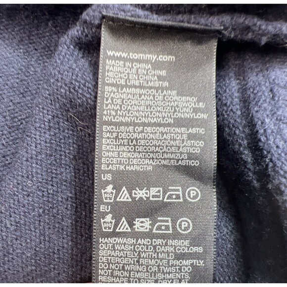 Vintage Tommy Hilfiger Men's Lambs Wool Blend Navy Grandpa Golf Sweater Size M - Picture 6 of 12